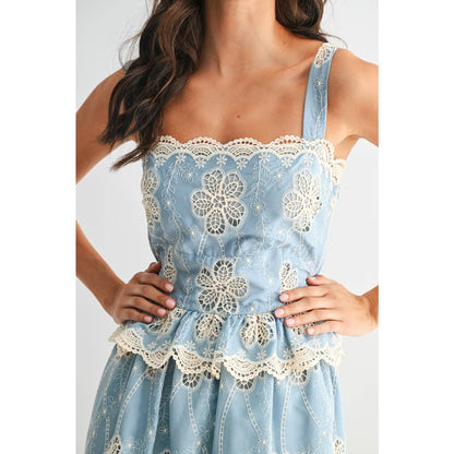FLORAL LACE A-LINE MIDI DRESS
