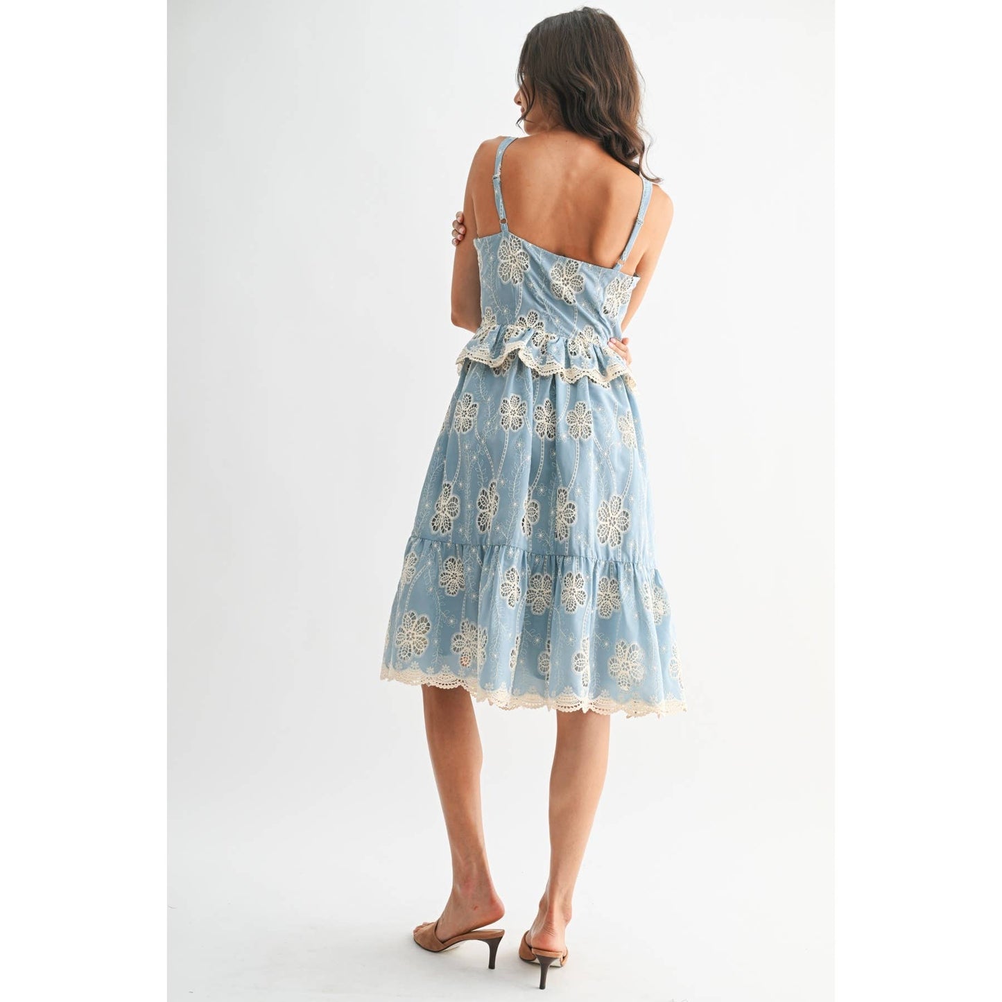 FLORAL LACE A-LINE MIDI DRESS