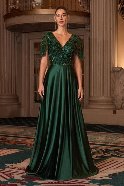 CC447-A-Line V-Neck Gown