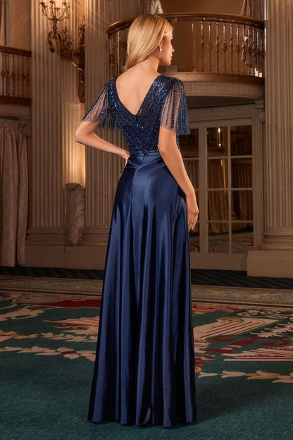 CC447-A-Line V-Neck Gown