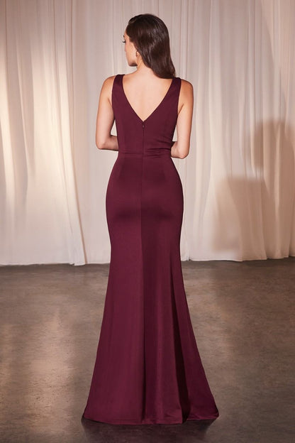 CH377 Fitted Neoprene Burgundy Dress