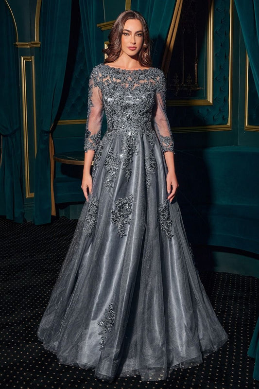 Ballgown Lace Sleeve Tulle Dress